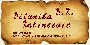 Milunika Kalinčević vizit kartica